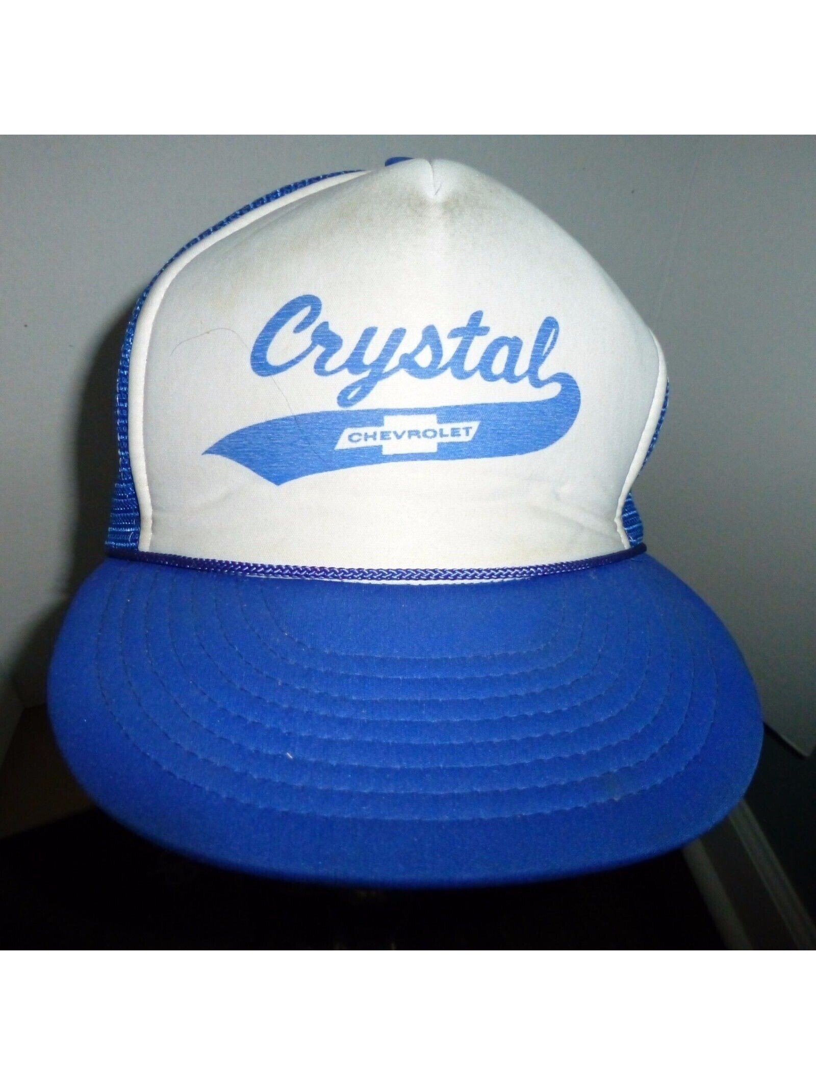Vintage Crystal Chevrolet Trucker Hat Snapback Mesh Nissin Cap One Size 70s 80s